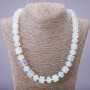 Moonstone Bead Necklace, Hexagonal, 12mm Rondelle Beads and 14×11mm Elements, 50cm Length