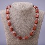 Necklace Aventurine "Golden Sand" Hexagon Beads, 12mm diam Rondells Czech crystal, 14x11mm, length 50cm