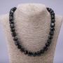 Necklace of Aventurine "Blue Sand of Cairo Night" Hexagonal Beads, 12mm Roundel Aventurine, Agate Rondelle 14×11mm, 50cm