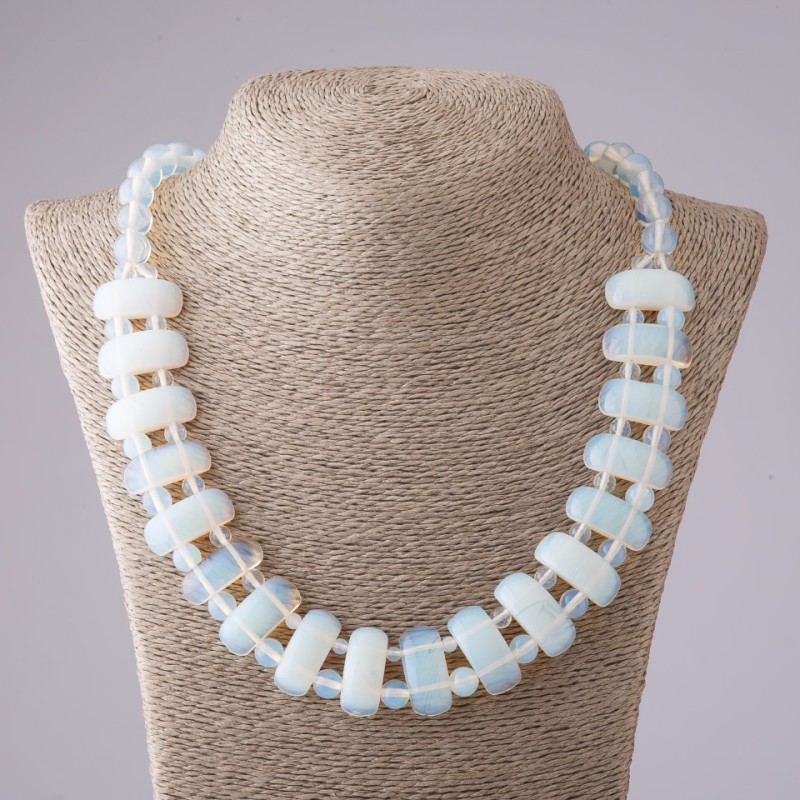 Moonstone Cleopatra Necklace chain 12x25 mm and bead 10mm L50cm