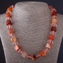 Carnelian Necklace Hexagon Stone "Czech Crystal" L48 cm, diameter 13mm