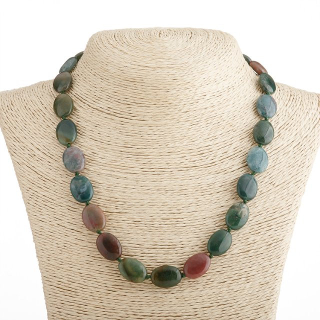 Jasper Beads 13x18 cm flat oval, length 47 cm±, with clasp