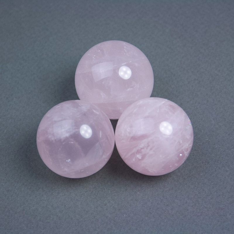 Natural Pink Quartz Sphere Souvenir Ball, diameter from 30mm±, weight from 60 g. (price per 1 piece)
