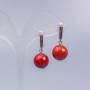 Earrings Red Jasper (solid bead) smooth sphere, diameter 14mm, length 3cm
