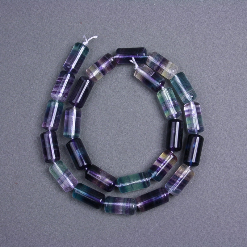 Fluorite Beads, Natural Stone Cylinder, 16×8 mm, on thread, length 40 cm+