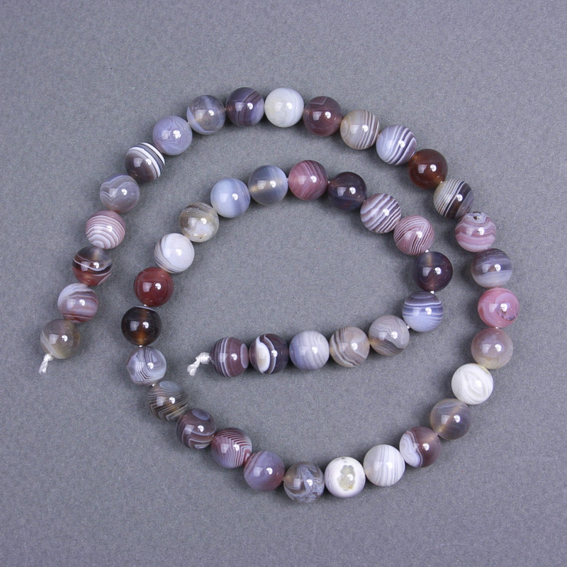 Botswana Agate Beads - natural stone, smooth round beads, diameter 8.5 mm± on thread, length 39 cm+