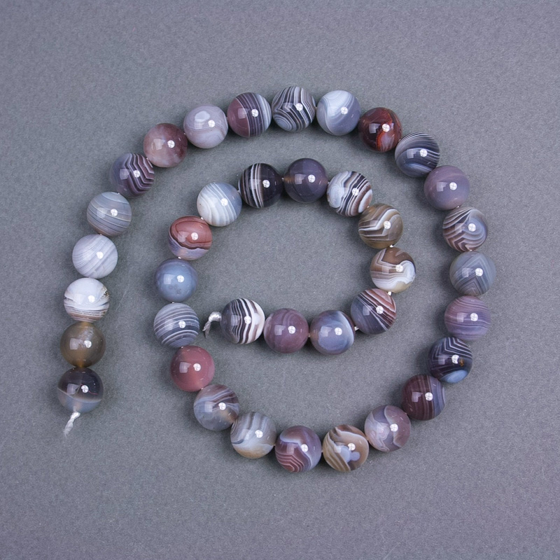 Botswana Agate Beads Natural Stone Smooth Round Bead, diameter 10.5 mm± on a thread, length 39in±
