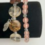 Set of Chalcedony Bracelets, 6.5 mm smooth bead, 15 mm circle, with silver inserts on elastic, length 18 cm+