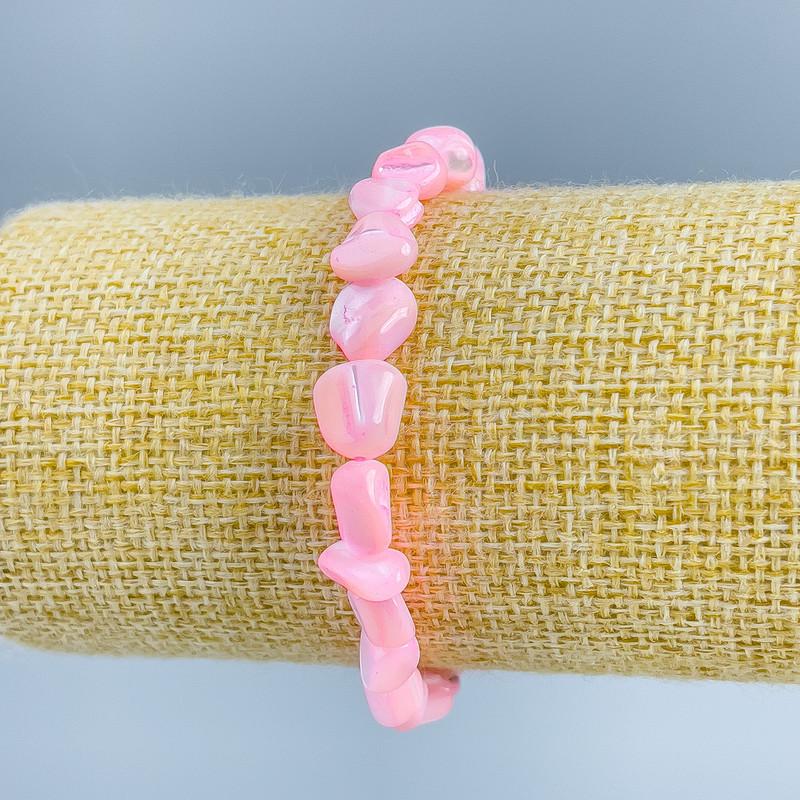 Bracelet Pearlshell Pearlized Rose, faceted, diameter 8x6mm±, length 18cm (stretch)