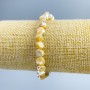 Beige Mother-of-P pearl Bead Bracelet 8×6mm hammered, 18cm (stretch)