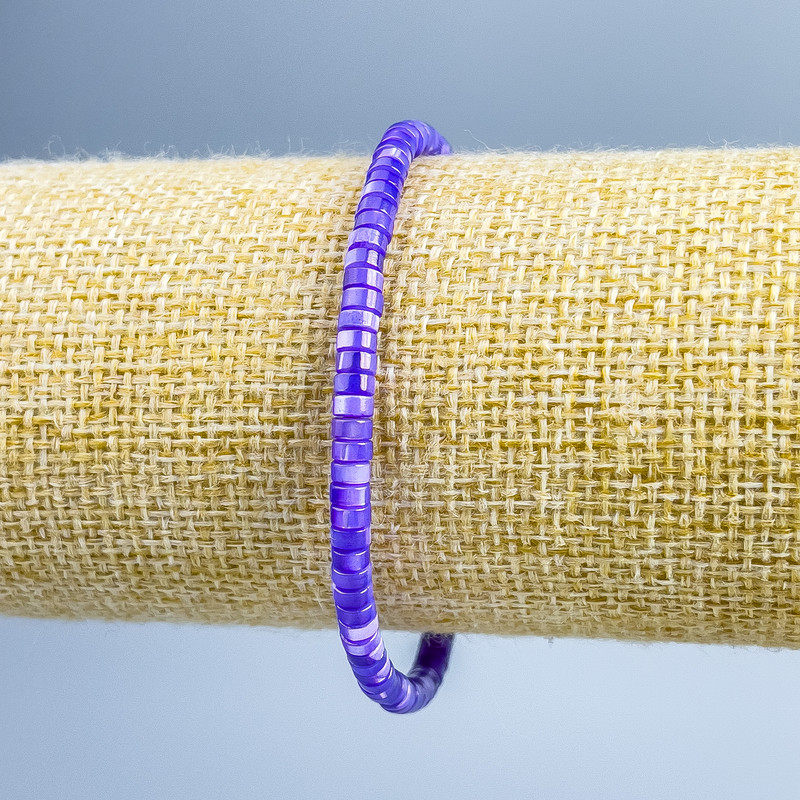 Bracelet - Purple-toned mother-of-pearl disc beads, 4x2mm, stretchy, length 18cm