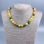 Assorted Beads Necklace of Natural Stone, Faceted Round Beads, 10mm diameter ±, 47 cm length