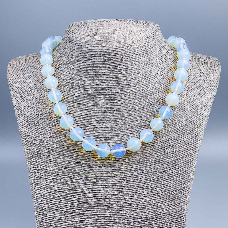 Moonstone Necklace with Smooth Round Beads, 12mm diameter, length 45 cm ±