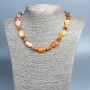 Carnelian Necklace of Natural Stone, Oval Beads 18x12mm ±, Rondelle 8x5mm ±, Length 46cm ±