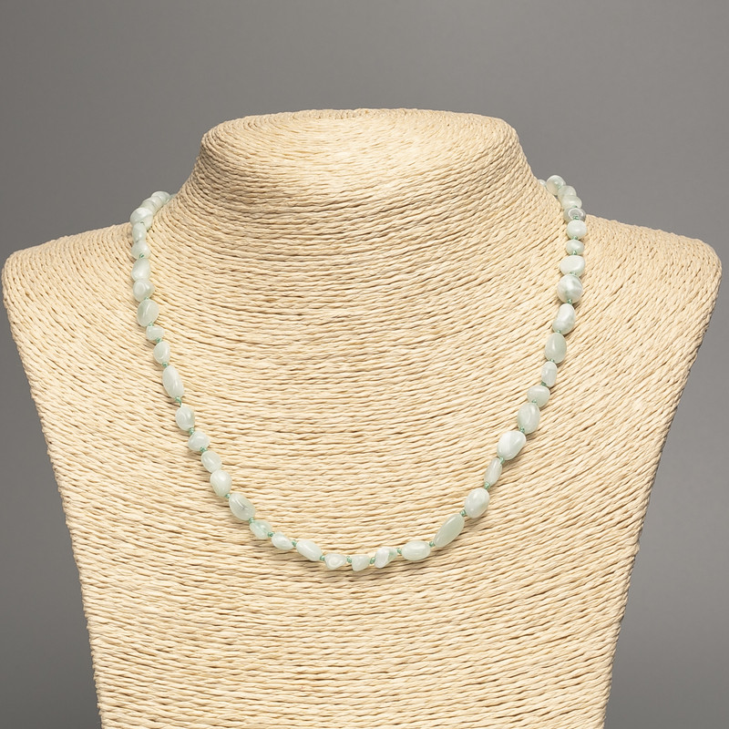 Angelite Green Faceted Beads Necklace 8×6 mm, 49 cm length
