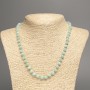 Larimar Necklace of Natural Stone, smooth round beads, diameter 6.5mm, length 51cm