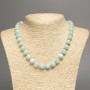 Larimar natural stone necklace with smooth ball beads, diameter 10mm±, length 49cm ±