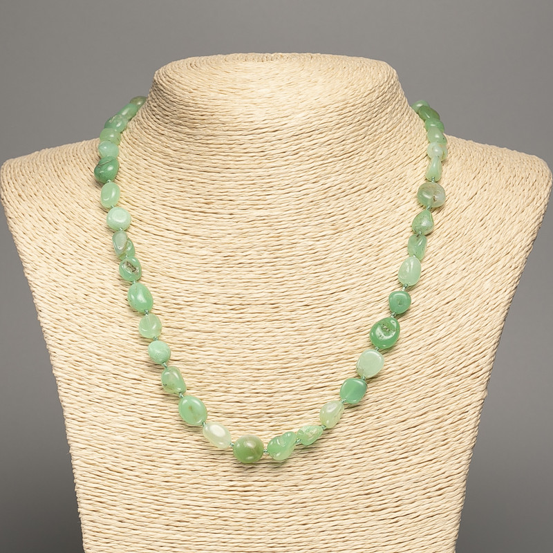 Necklace of Chrysoprase natural stone, faceted beads, diameter 6x7mm, length 48 cm +