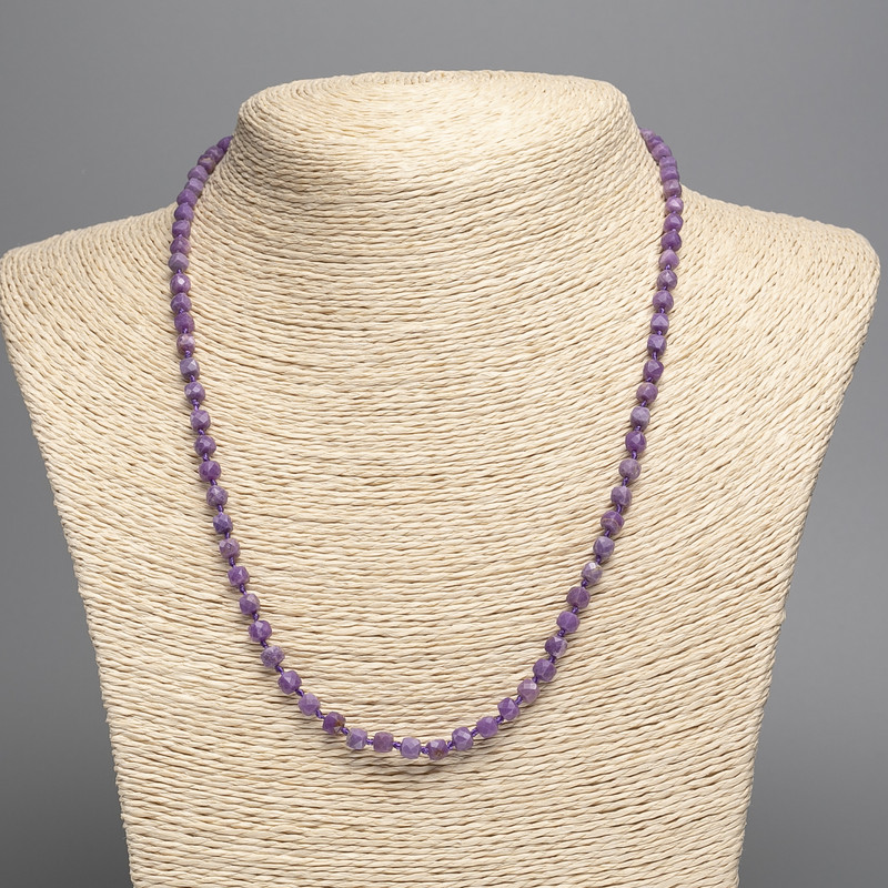 Natural Stone Necklace of Phosphosiderite Faceted Cube, 4x4mm, 48cm length +
