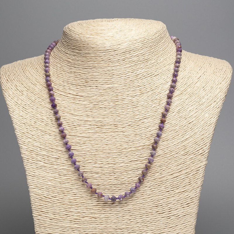 Natural Phosphosiderite Bead Necklace, faceted rondelle, 4x5 mm, length 48 cm +