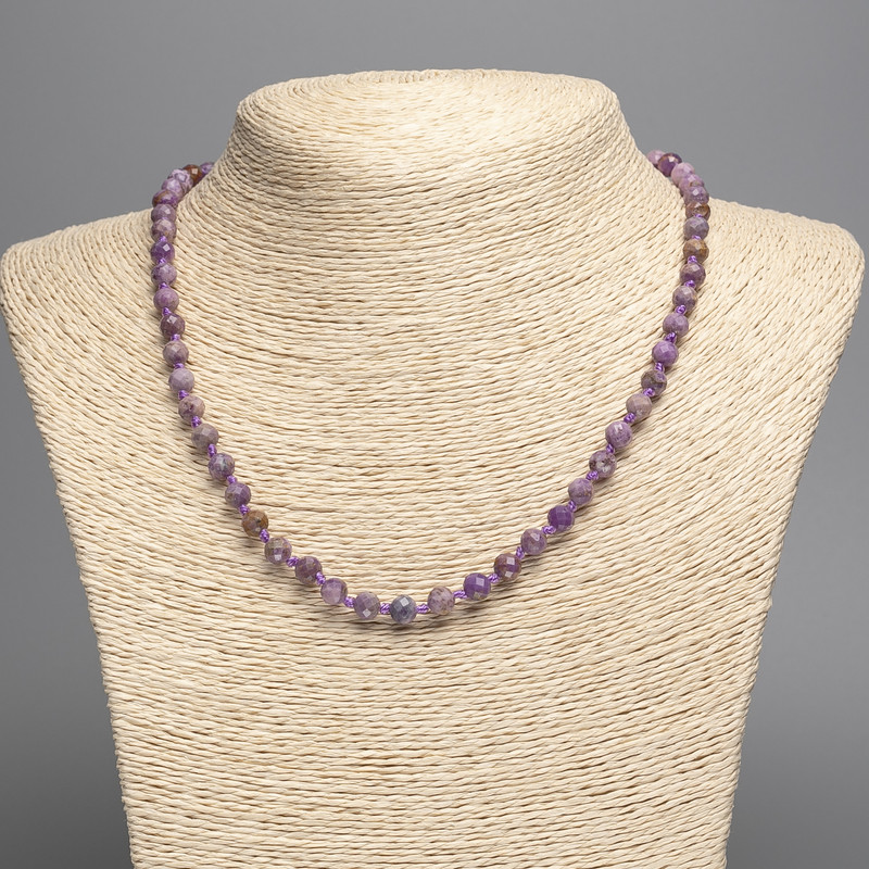 Phosphosiderite Beads necklace with faceted balls, 6mm diameter, 48cm long +