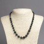 Necklace on Increase with natural black Agate smooth beads, diameter 6-10mm±, length 45cm±