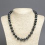 Necklace of natural agate beads, smooth ball shape, diameter 12 mm, length 45 cm