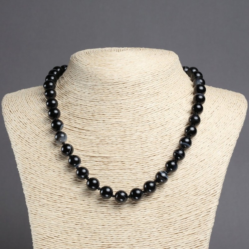 Black Agate Beads Smooth Round 10mm Dia., 45cm Length
