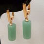 Earrings Jade natural stone cylinder, diameter 17.5×8 mm ±, length 3.5 cm ±