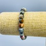 Bracelet Assorted natural stone faceted cube, diameter 9x9mm±, length 18cm (stretch)