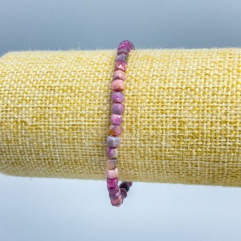 Bracelet Ruby natural stone faceted cube, diameter 4x4mm±, length 18cm (stretch)
