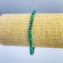 Malachite Bracelet, natural gemstone, faceted cube, 4x4 mm, stretchy, length 18 cm