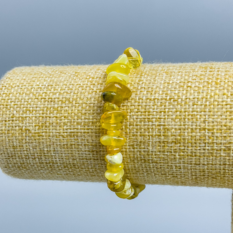 Yellow Agate Beaded Bracelet, Stretch 18 cm (elastic)