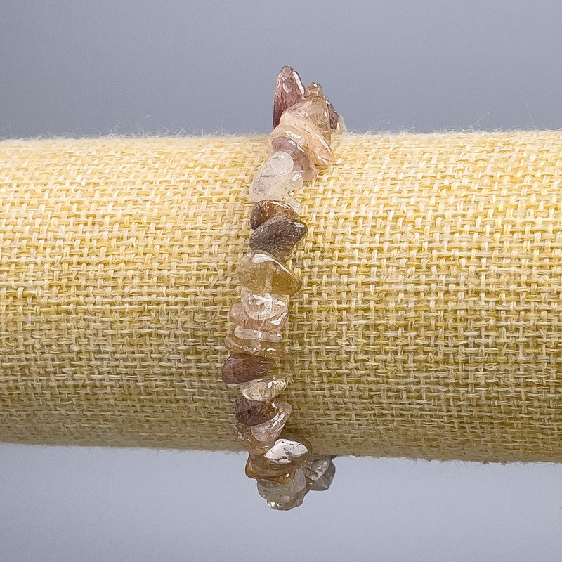 Bracelet Rutilated Quartz Hairline, chip, diameter 8×3mm±, length 18cm (stretch)