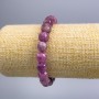 Tourmaline Rubellite Bracelet, natural stone faceted cube, diameter 9x9 mm, length 18 cm (stretch)