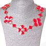 Necklace Diamonds and Flowers with Heart-Shaped Crystals Centers, Gold Metal and Red Gloss