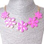 Necklace Daisy Gold and Pink Gloss (30x40 mm)