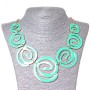 Necklace 'Watercolor', spiral-inset decreasing, Gold-toned metal and aquamarine shine (30x5)