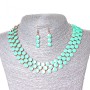 Set Necklace + Earrings Berry, Gold Metal and Aquamarine Shine