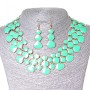 Necklace Set + Earrings Lava-Lamp, Gold metal and Aquamarine glossy finish