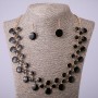 Necklace and Earrings Set in Black Enamel, length 57-64 cm