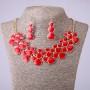 Necklace and Earrings Set with Red Enamel, length 46-52cm