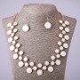 Necklace and Earrings Set with White Enamel, length 57-64 cm