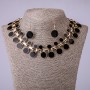 Necklace Set with Gate Pendant and Earrings in Black Enamel, 45 cm