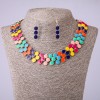 Set of Necklace and Earrings in Multicolored Enamel, length 45-50 cm