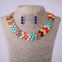 Set of Necklace and Earrings in Multicolored Enamel, length 45-50 cm