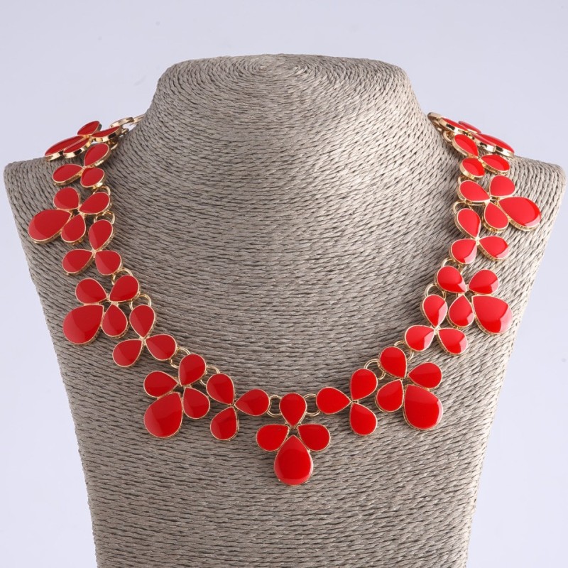 Necklace with red enamel "Couture", length 53 cm, metal color "gold"