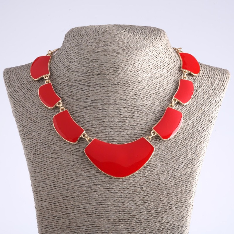 Necklace with red enamel "Athena", length 55 cm, metal color "gold"
