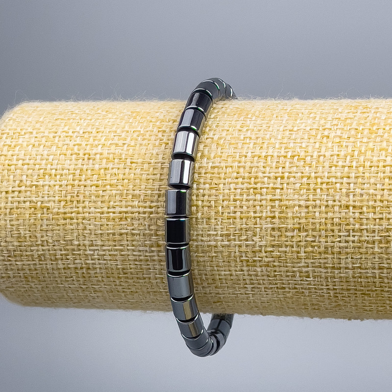 Hematite Cylinder Bracelet, diameter 6×6mm, length 18cm (stretch)