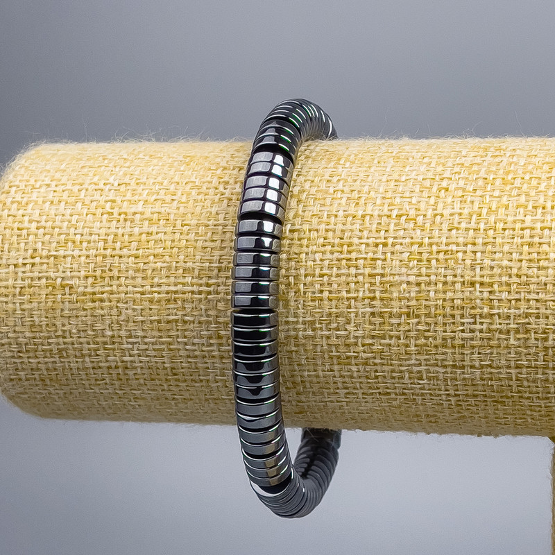 Hematite disc bracelet, diameter 8x2mm, length 18cm (stretch)